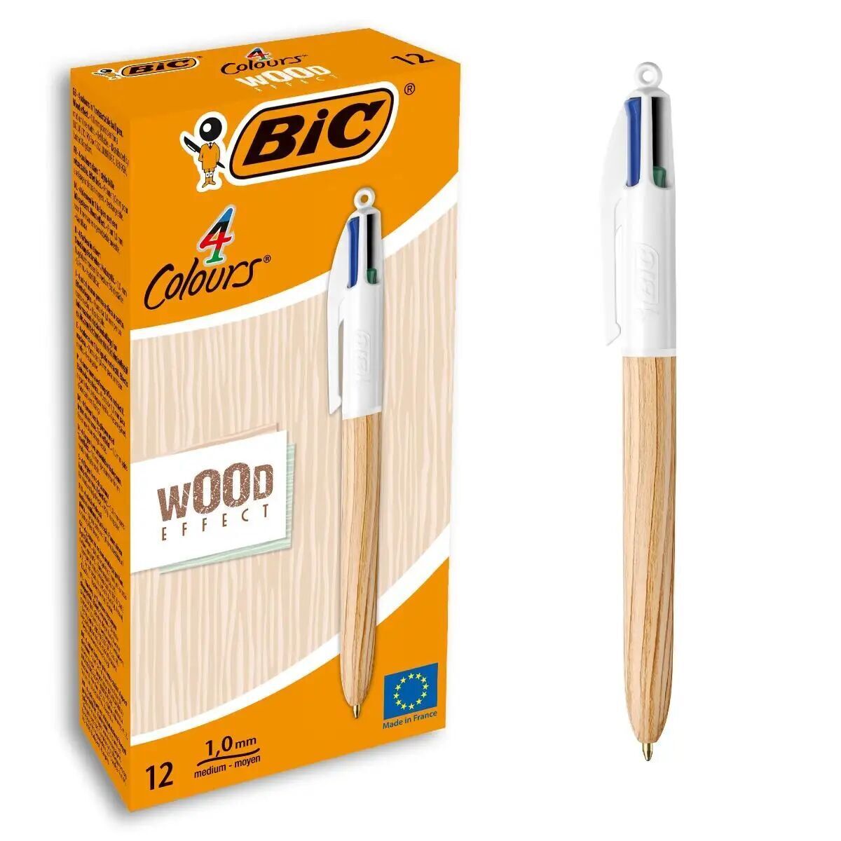 Penna Bic Wood Effect Multicolore 0,32 mm (12 Pezzi)