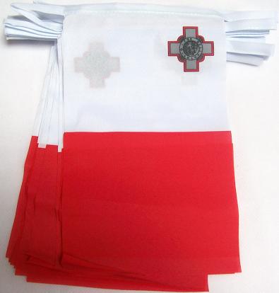 GHIRLANDA 6 metri 20 BANDIERE MALTA 21x15cm - BANDIERA MALTESE 15 x 21 cm - FEST