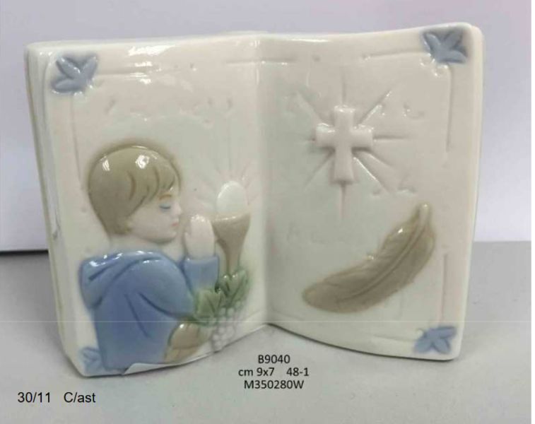 4 PEZZI Libro Porcellana comunione bambino scatola regalo Kharma BOMBONI 04XK