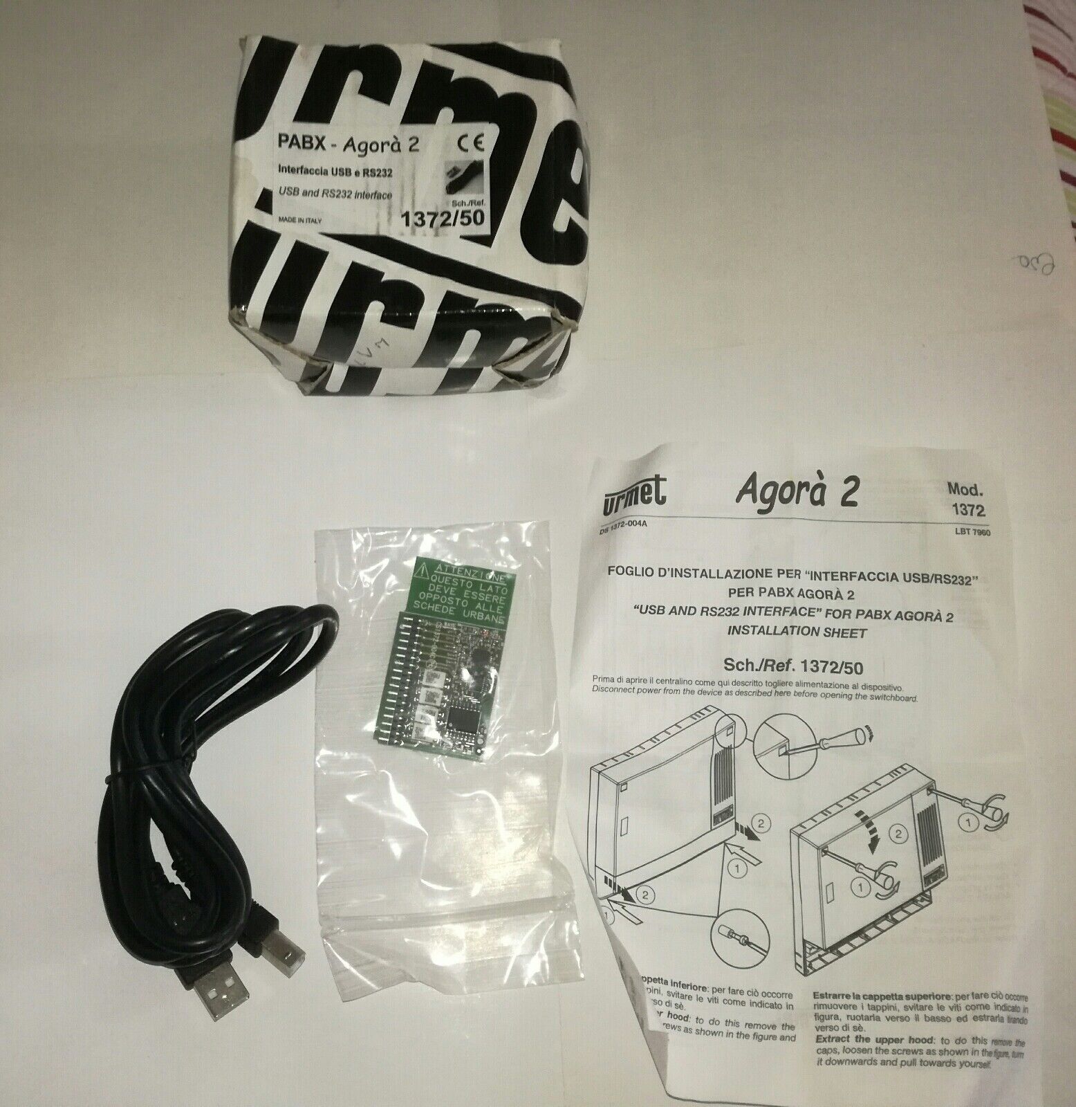 AGORA 2 4 URMET PABX INTERFACCIA USB e RS232 cod. 1372/50 NUOVO SCHEDA ANTIFURTO