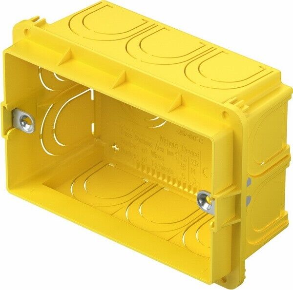 SCATOLA DA INCASSO IN PVC GIALLO GRANDE VOLUME PER MODULARI 120x70x48