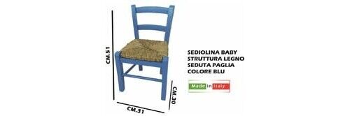 Giaquinto Salvatore Sedia bambini legno / paglia 31x30x51h cm Blu BABY