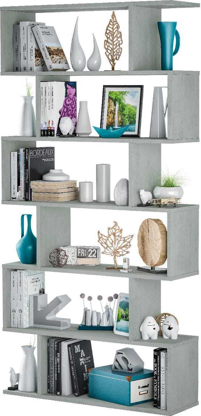 FORES HABITAT Libreria Scaffale Verticale legno 80x25x192h cm Cemento Athena