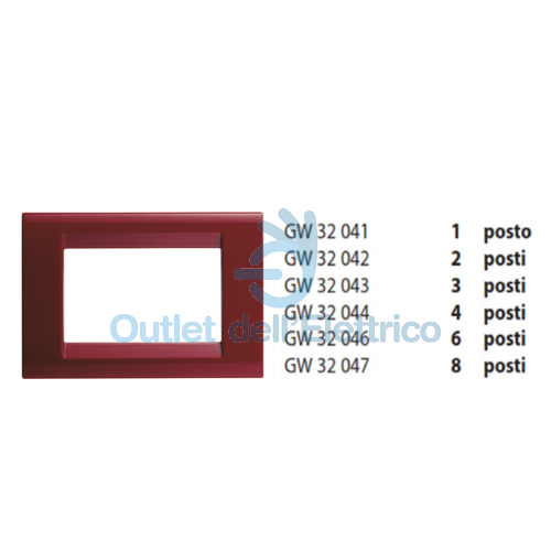 GEWISS PLACCA 3 POSTI AMARANTO CLASSICO GW32043 PLAYBUS