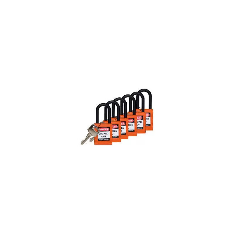 Brady sfty padlock steel 38mm sha orange (kit 6pcs)