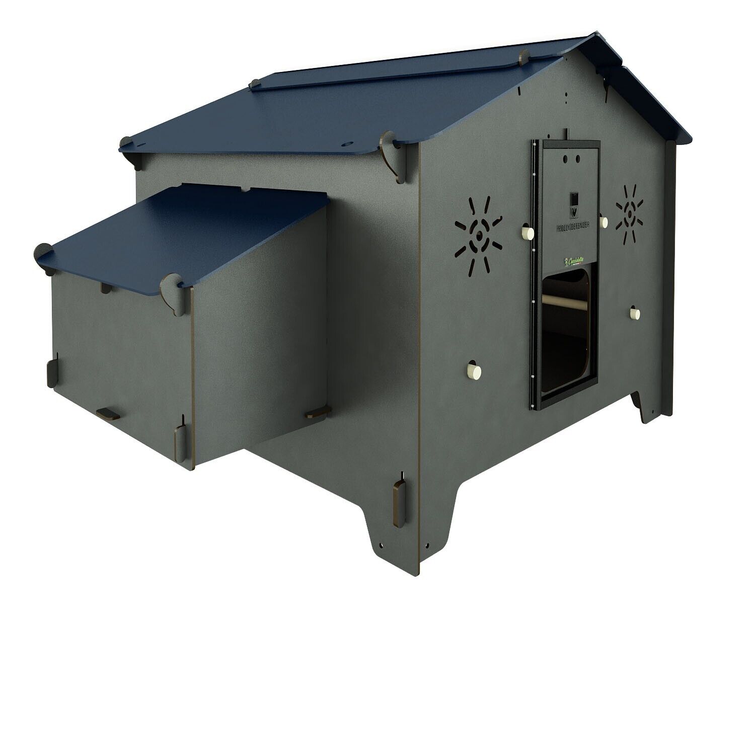 Grande Pollaio per 20 galline POLLY CHALET 4XL GREY con 4 posatoi 4 nidi in HPL