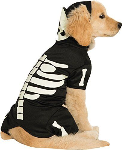 Official Rubie's Skeleton Hoodie Pet Dog Halloween Costume, Size: Medium Neck to