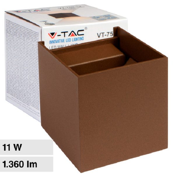 Lampada LED Applique da Muro 11W SMD IP65 con Doppio LED Colore CORTEN LUCE CALD