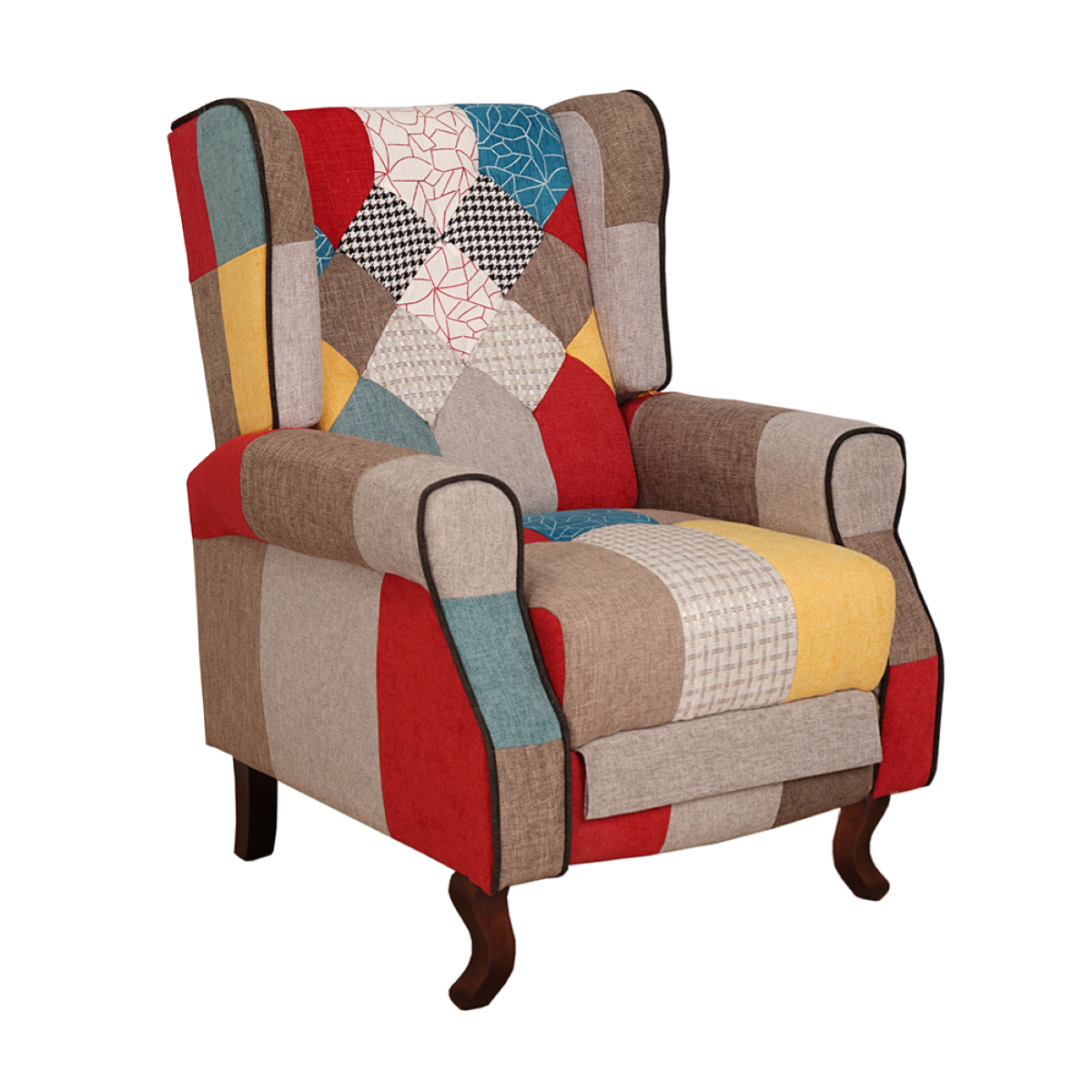 Poltrona relax tessuto patchwork BERGERE Reclinabile poggiapiedi