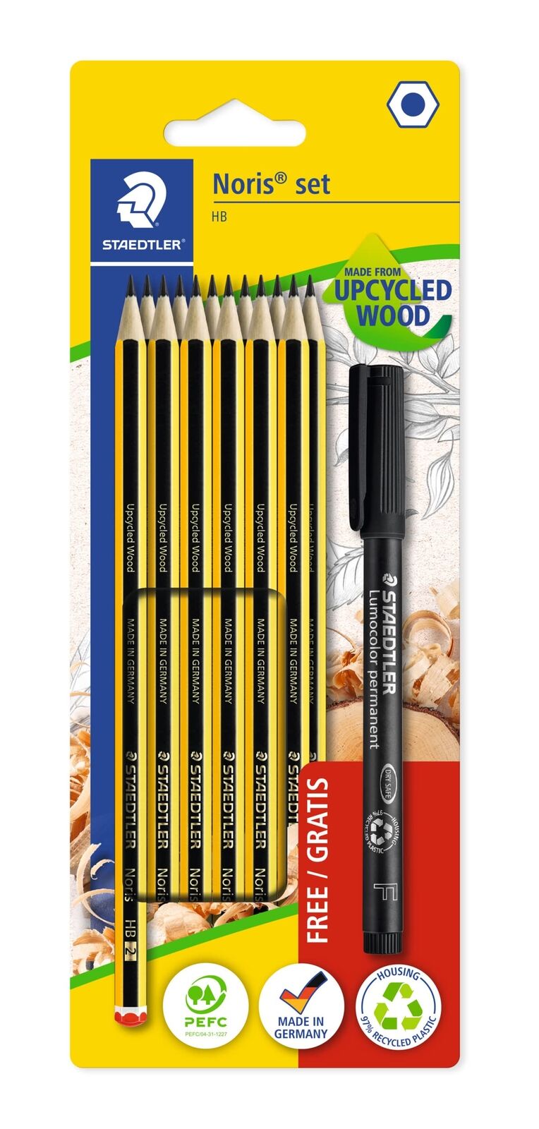 Staedtler Noris Pencil Set, Made from Upcycled Wood, 12 Pencils Hardness HB, Per