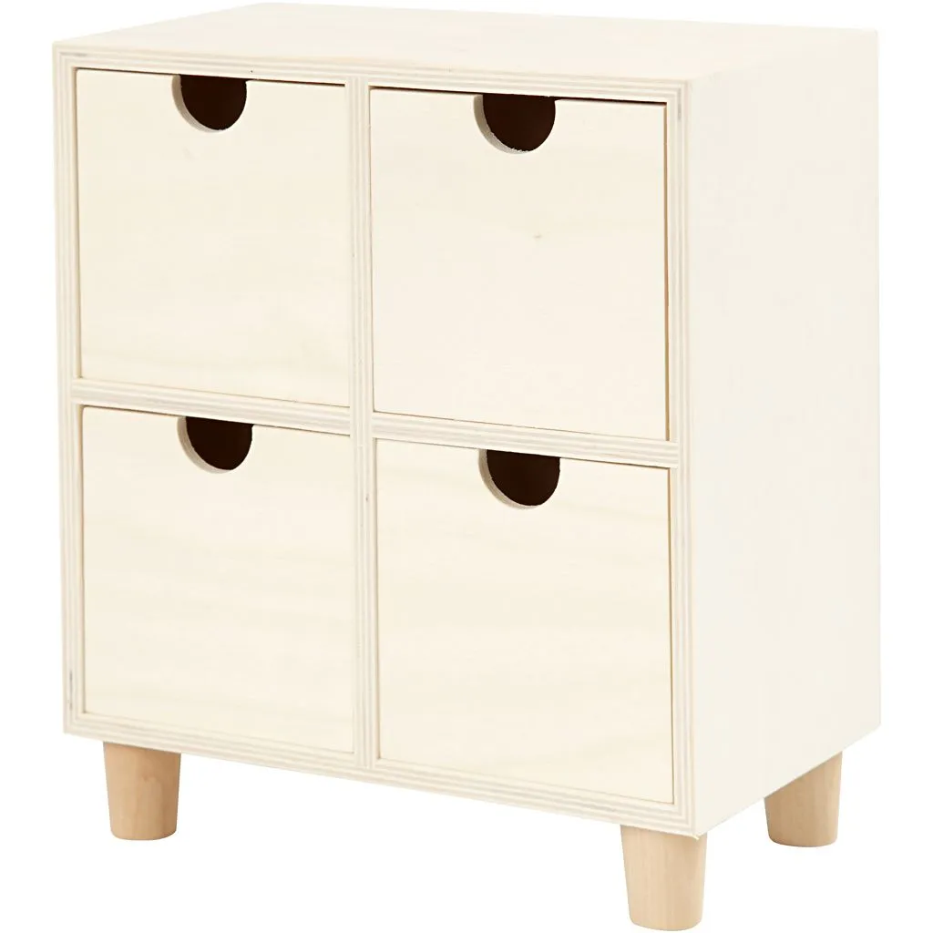 Legno Cassettiera Di 4 Unità Con Gambe Scrivania Scatola Portaoggetti Decorare