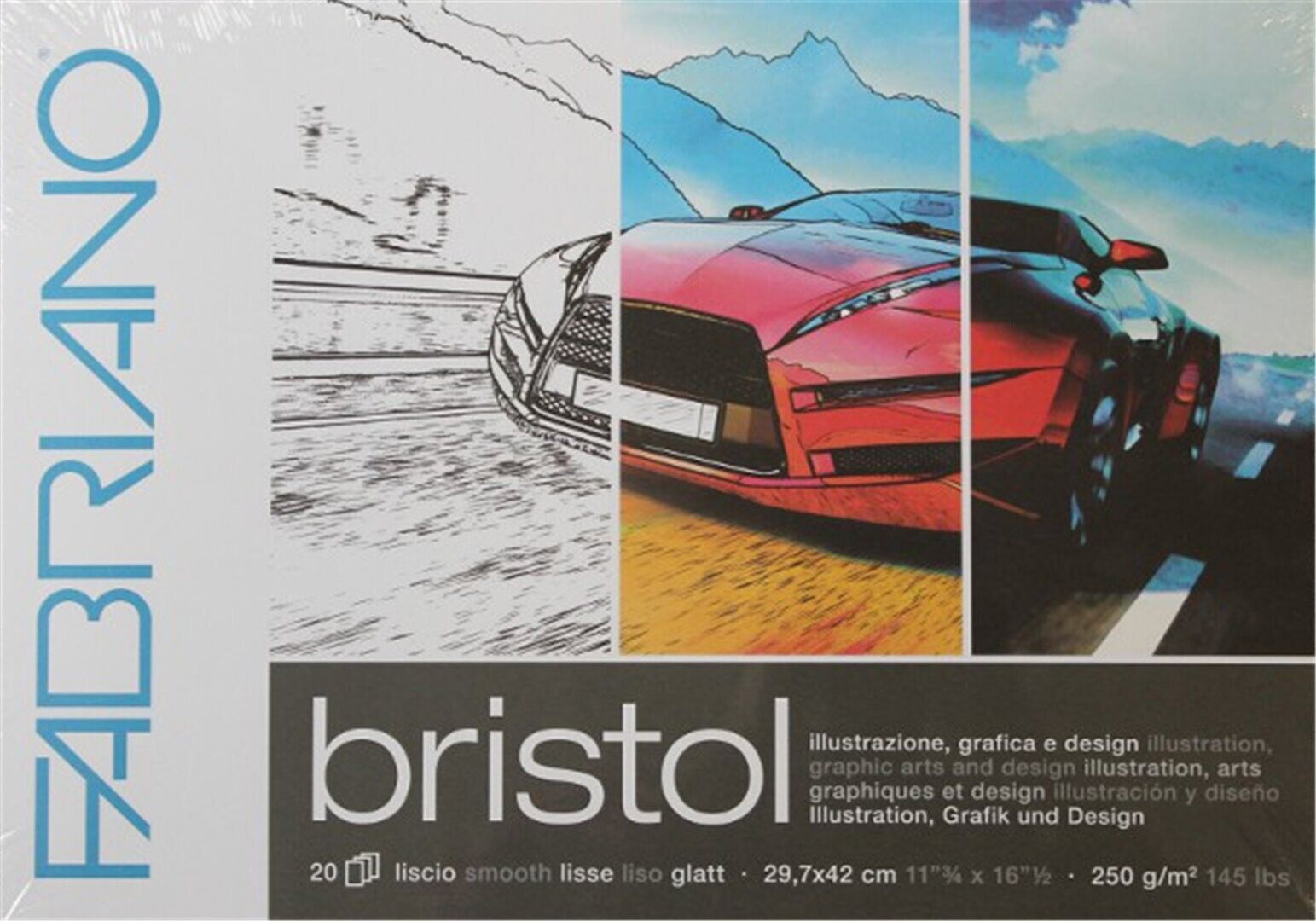 Blocco  Bristol 29,7x42 Cm 250 Gr 20 Fogli Liscio | Fabriano