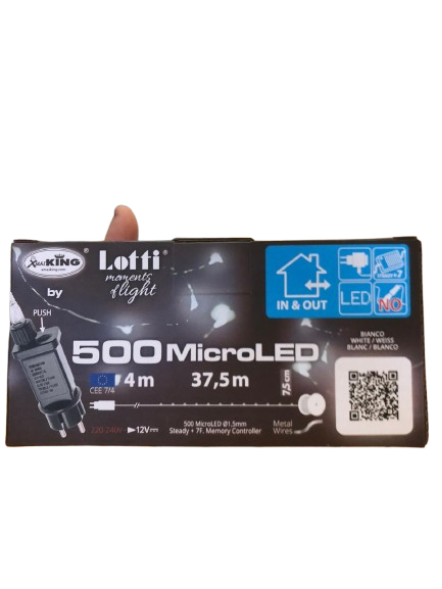 Catena 500 microled bianco 4+37.5m cavo metal argento Lotti importex