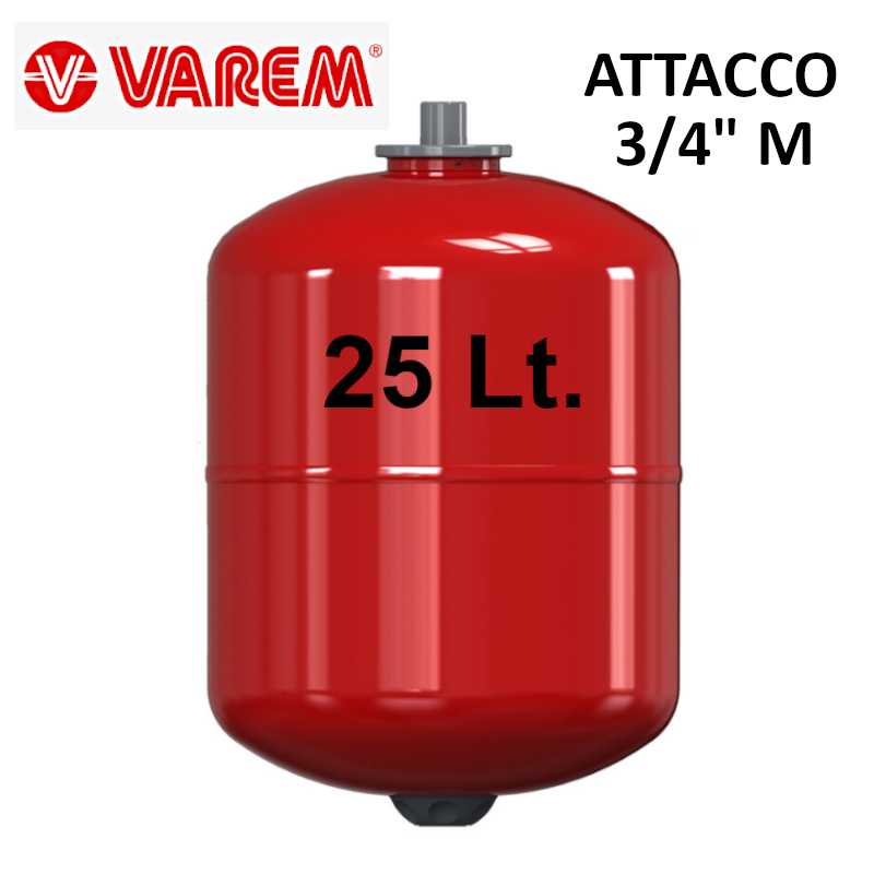 Vaso espansione per impianto solare termico Solarvarem rosso 25 LT 8 BAR 130°C