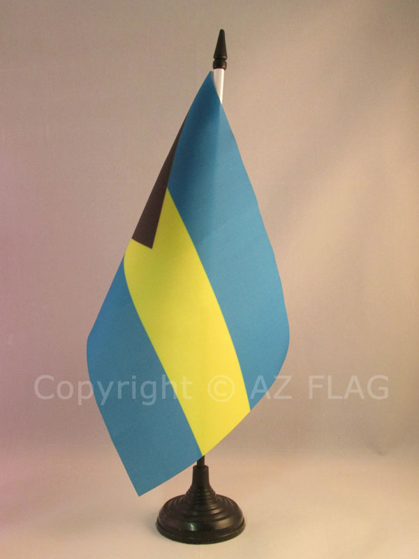 BANDIERA DA TAVOLO BAHAMAS 21x14cm - PICCOLA BANDIERINA BAHAMENSE 14 x 21 cm - N