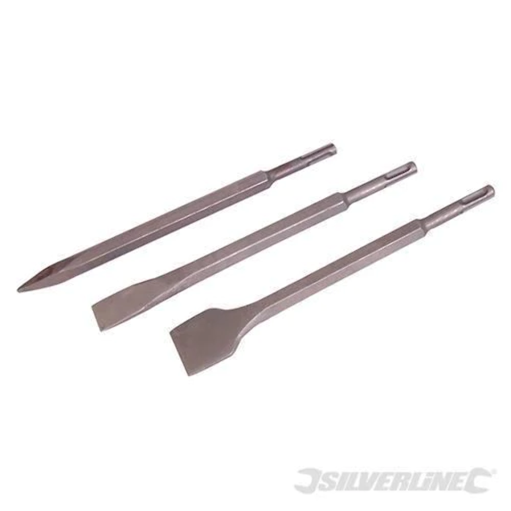 Set di scalpelli SDS Plus con manico esagonale robusto 3 pezzi offertissima silv