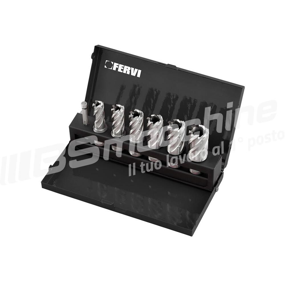 Serie di tazze a carotare FERVI F011/6 con attacco WELDON - 12÷22 mm - 7 pz