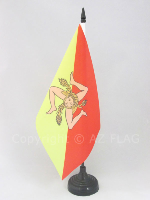 BANDIERA DA TAVOLO SICILIA 21x14cm - PICCOLA BANDIERINA SICILIANA - ITALIA 14 x