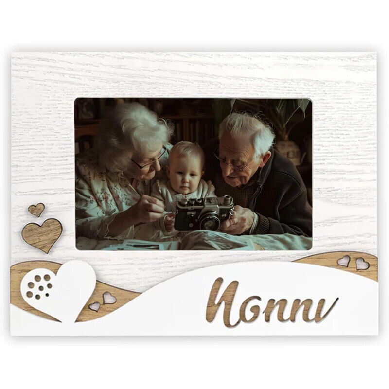 Cornice Nonni Legno Foto 10x15 - Cuore e Scritta Nonni – Idea Regalo Festa dei N