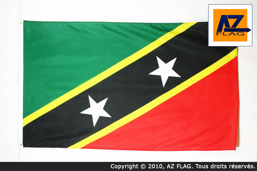 BANDIERA SAINT KITTS E NEVIS 90x60cm - BANDIERA NEVISIANA 60 x 90 cm - Nuova