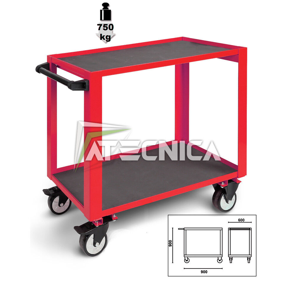 Carrello alta resistenza Beta CP51 R rosso 2 ripiani portautensili 750kg