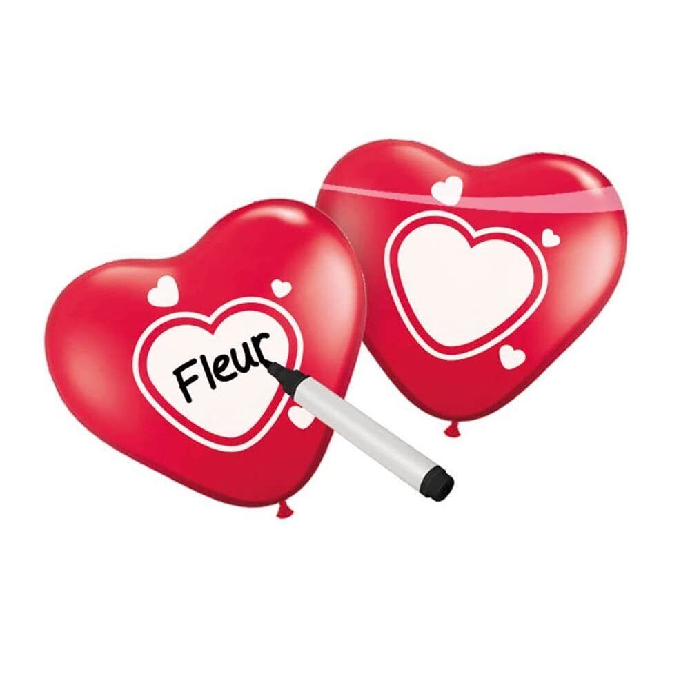 Folat 08592 Writable Heart Balloons - 6 pieces, Red