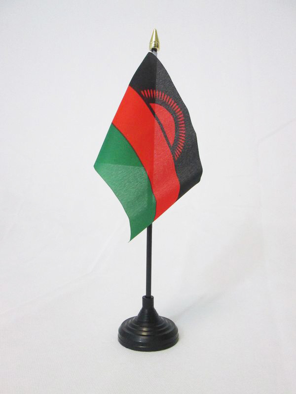 BANDIERA DA TAVOLO MALAWI 15x10cm punta dorata - PICCOLA BANDIERINA MALAWAIANA 1