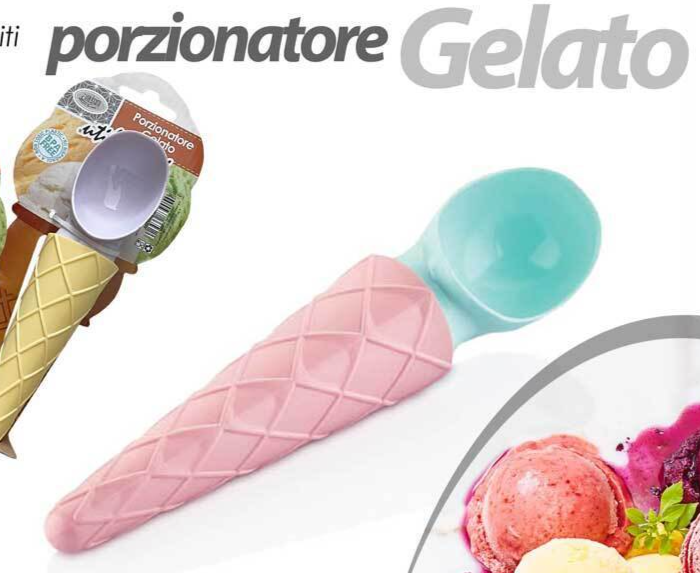 PORZIONATORE GELATO CUCCHIAIO PALETTA DOSATRICE PINZA FORMA CONO CIALDA COLOR