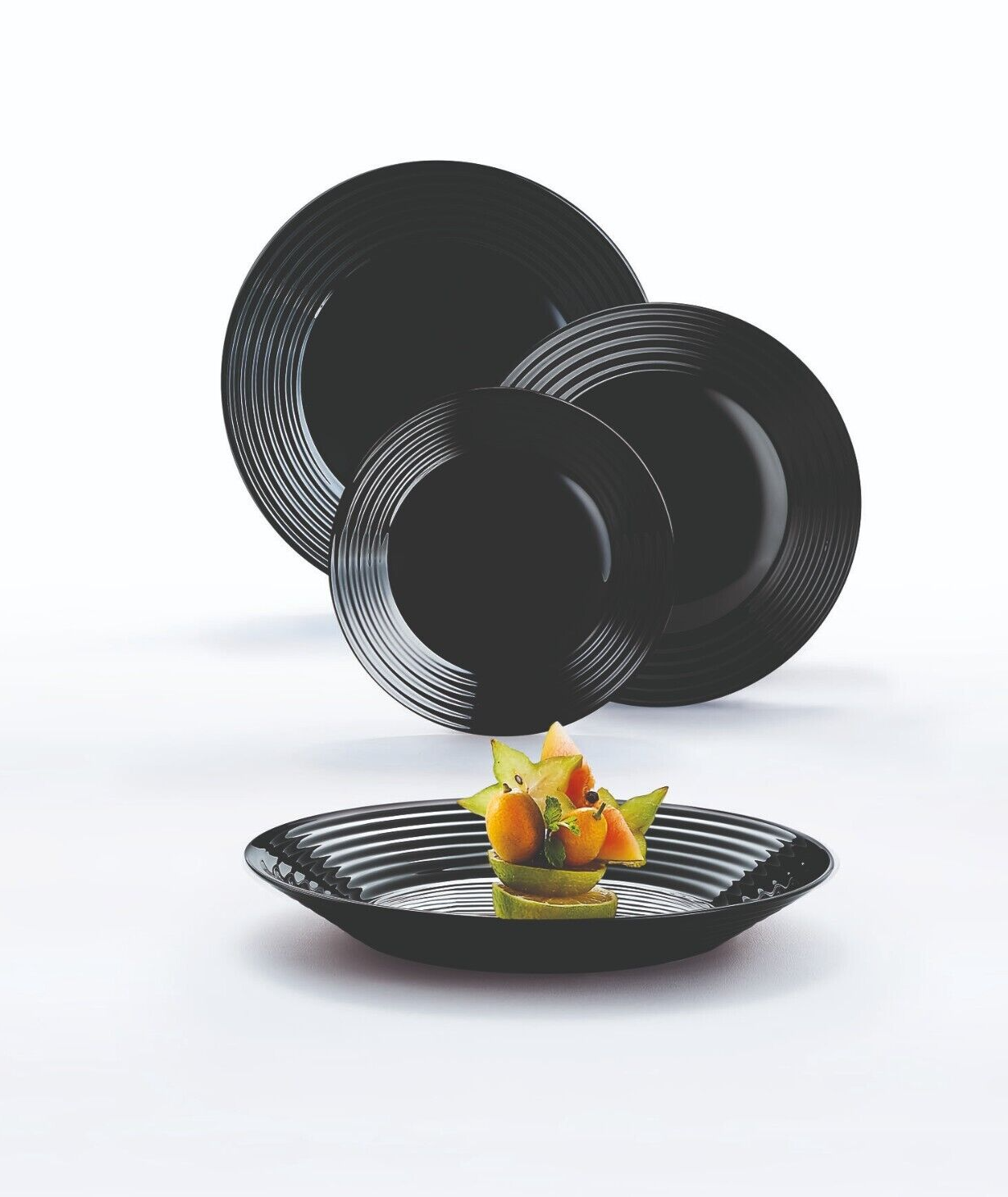 SET 18 PIATTI HARENA NERO LUMINARC - SERVIZIO IN VETRO TEMPERATO