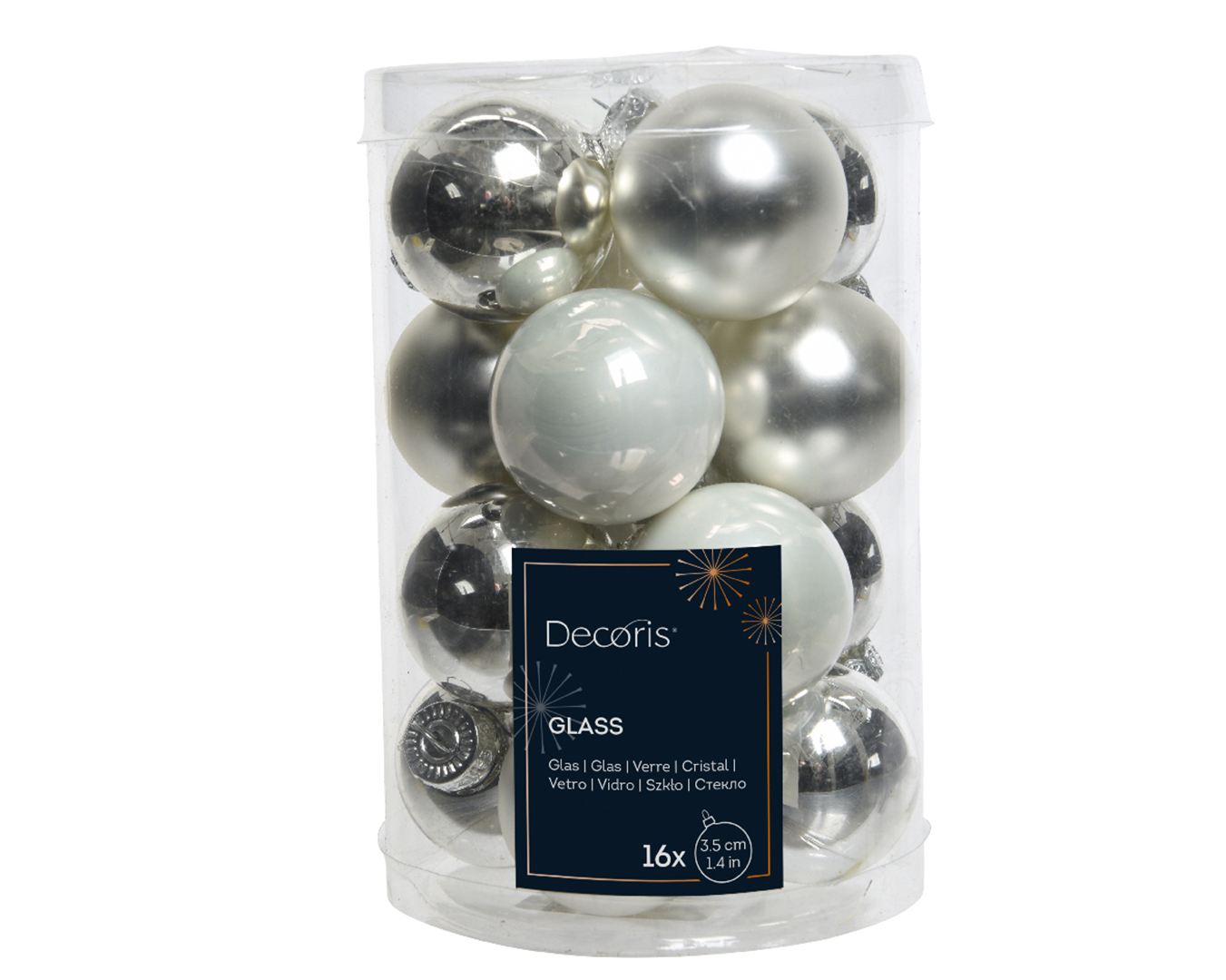 Sfera Vetro D3,5cm 16pz Mix Lucido E Opaco White/silver | Decoris