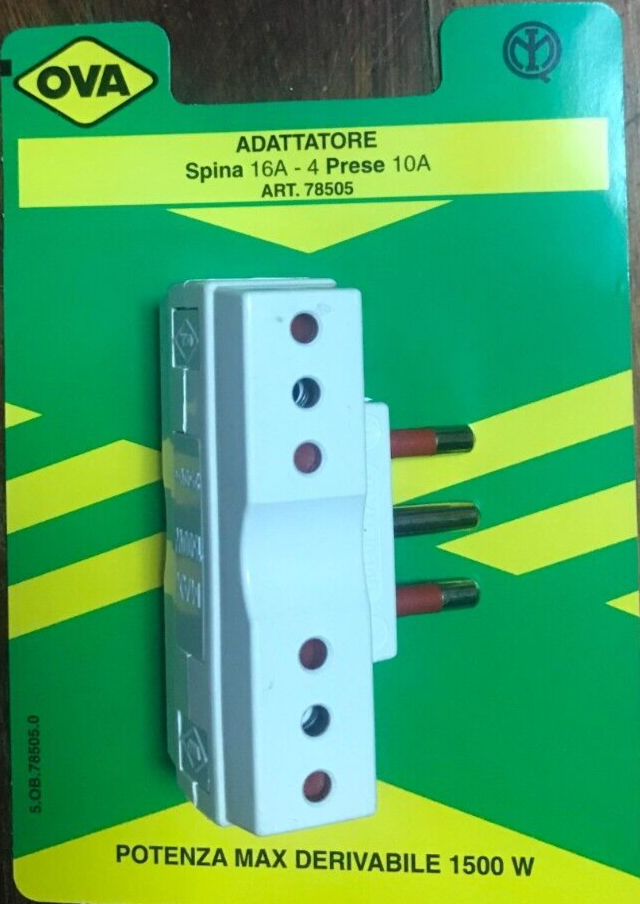 ADATTORE SPINA GRANDE 16A 4 PRESE PICCOLE 10A SPINA PRESA ELETTRICA