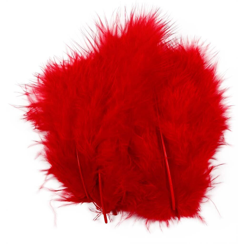 Feathers, size 5-12 cm, red, 15pcs