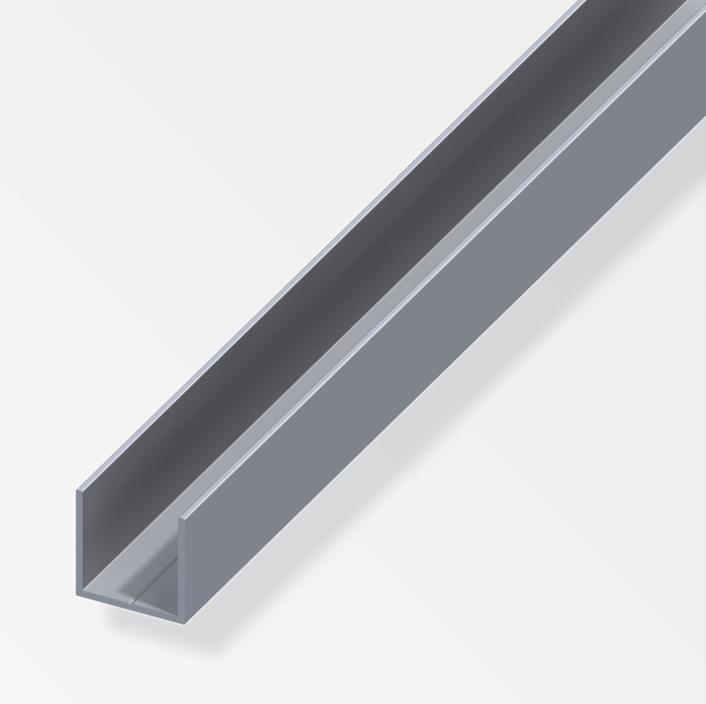 Profilo quadrato a U Alfer Aluminium 7.5x1mm lunghezza 1m naturale - 25402