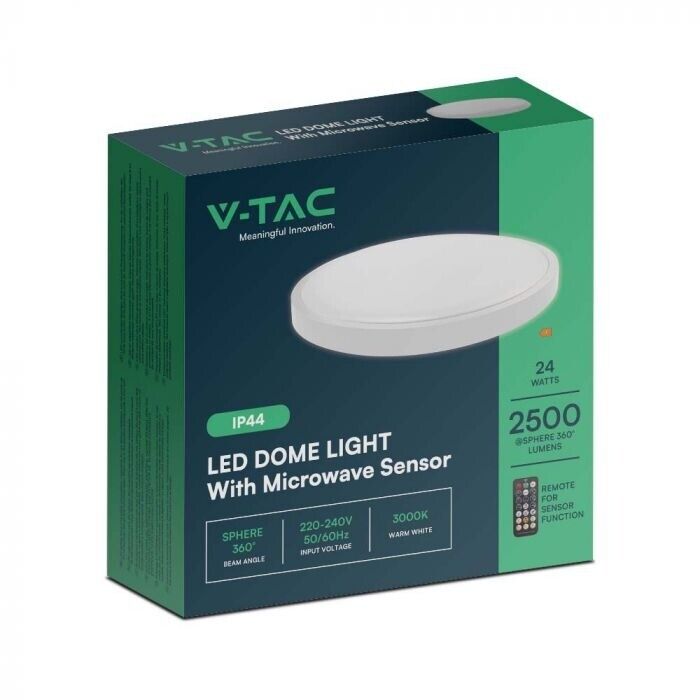 V-TAC VT-8624S Plafoniera led 24W sensore di movimento microonde integrato e tel