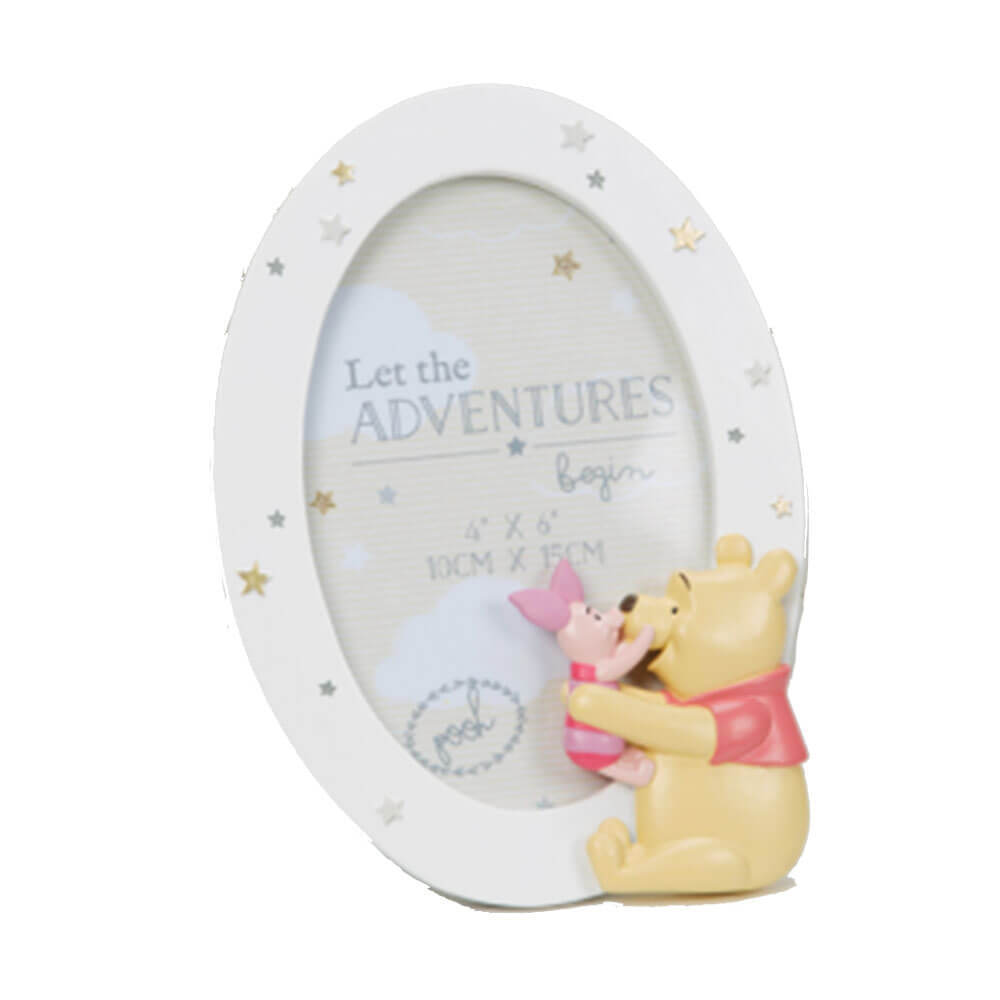 Cornice rotonda in resina Disney Pooh & Piglet Pooh, presentata in una confezion