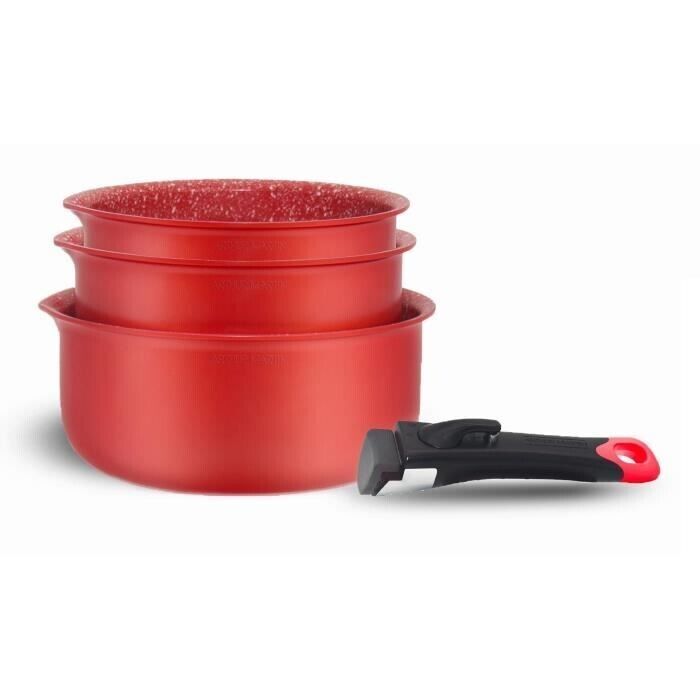 Set 3 Padelle Induzione 16-18-20 CM Arthur Martin, AMR28 - 1 Manico Rimovibile
