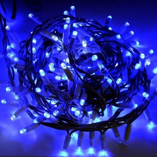 Catena luminosa 300 led BLU GHIACCIO per esterni/interno LUCI ALBERO NATALE