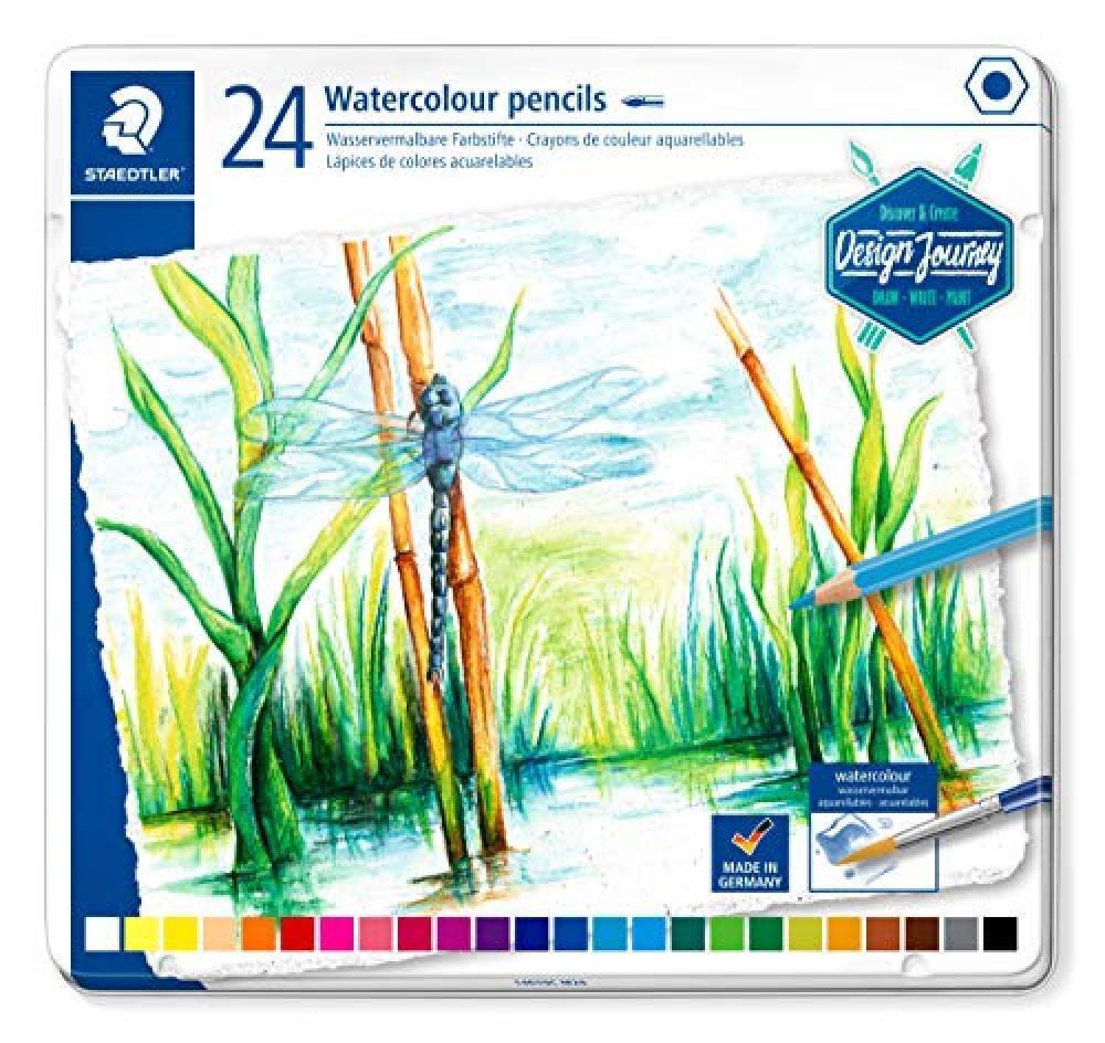(TG. 24 crayons) Staedtler 14610 C design Journey – Scatola Metallo 24 Matite