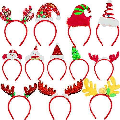 BQTQ 12 Pezzi Cerchietti Natalizi Cerchietti per Capelli per Natale (y6j)
