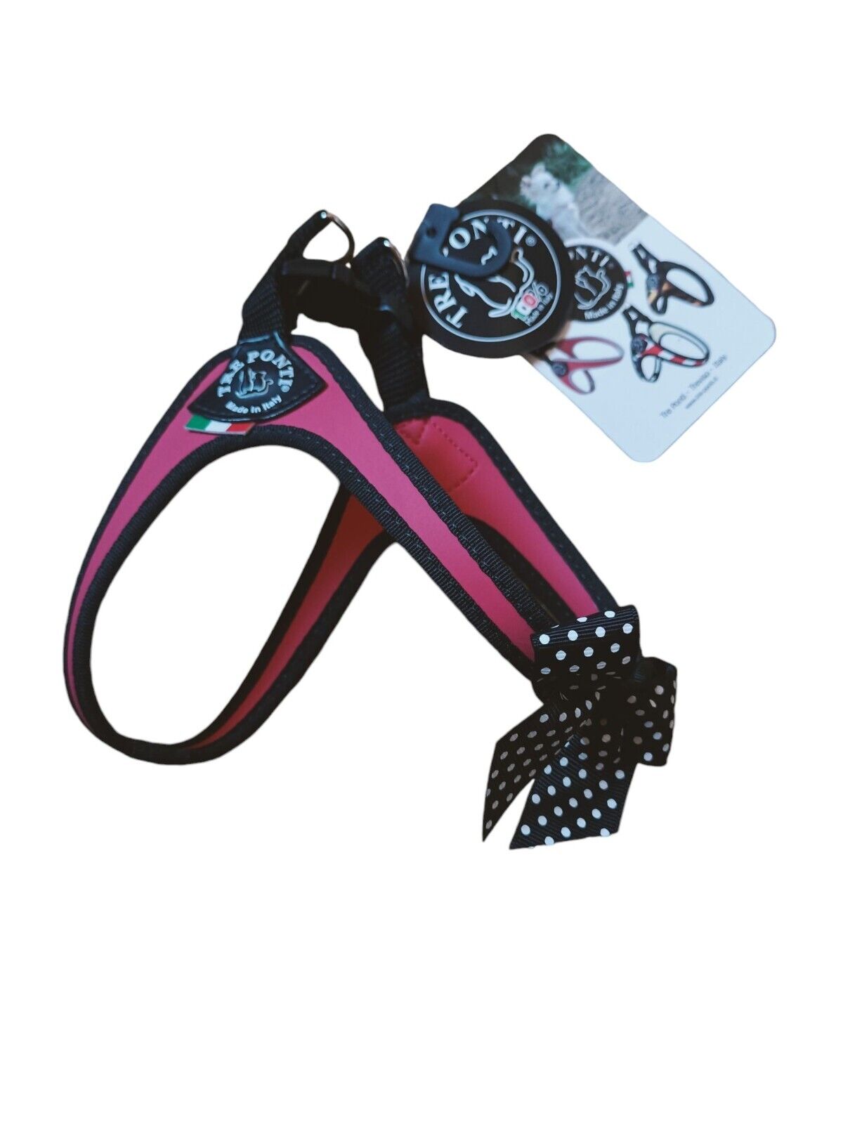 Pettorina TRE PONTI EASY FIT con fiocco taglia 1,5 colore Rosso per cani 3/4 kg