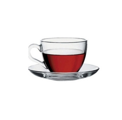 Tazza thè Basic in vetro con piatto