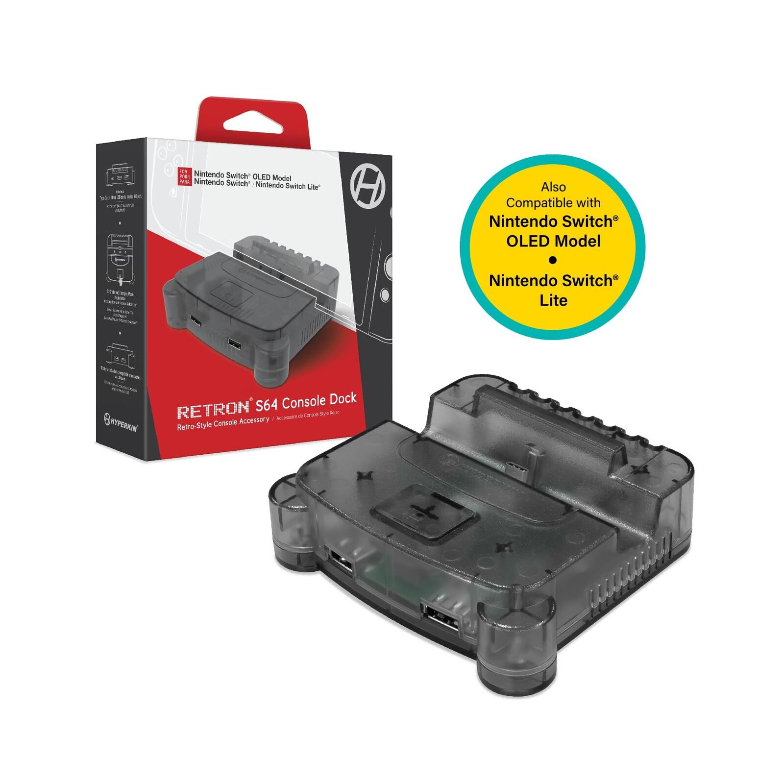 Hyperkin: RetroN S64 Console Dock for Nintendo Switch (Smoke G (Nintendo Switch)