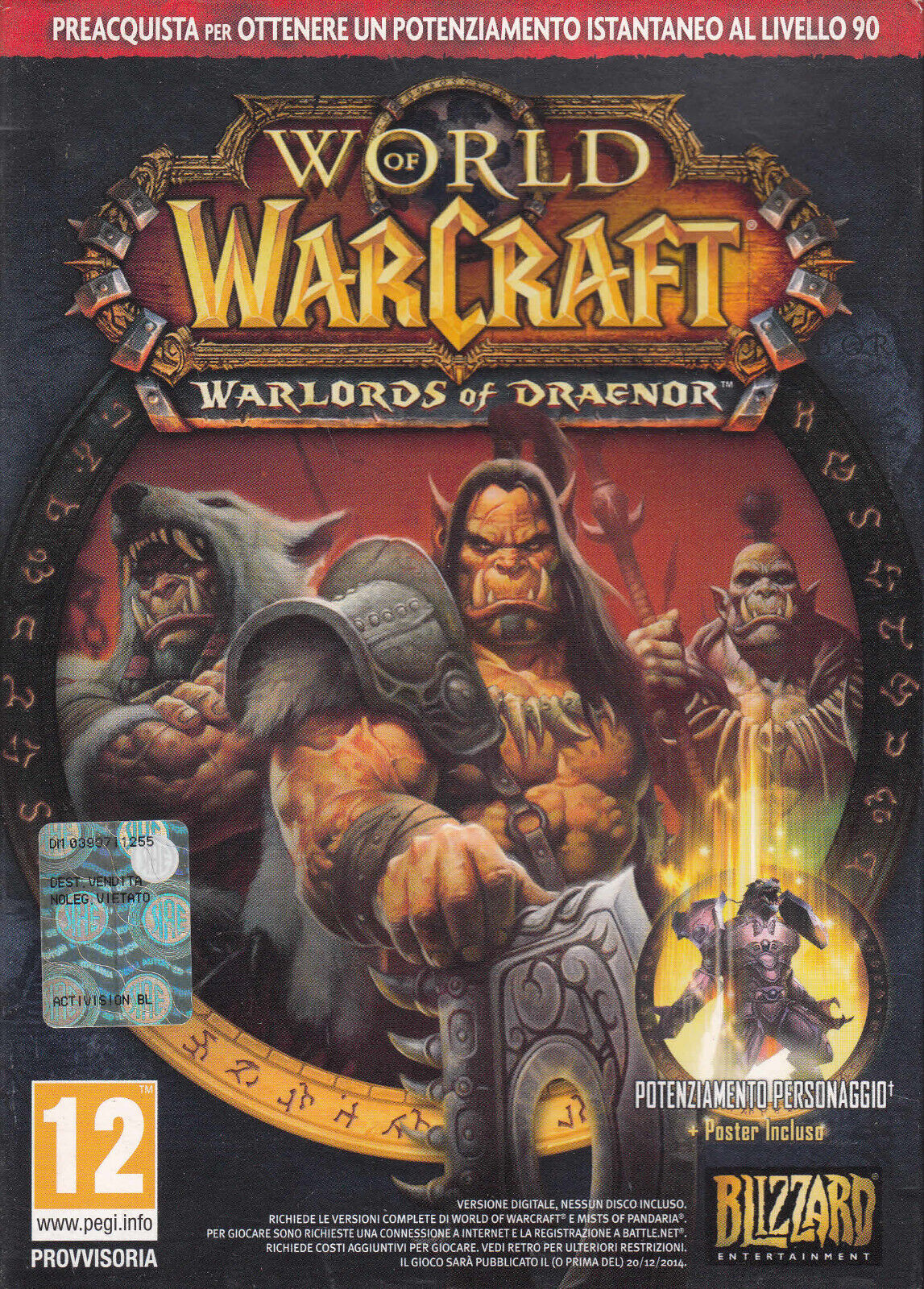PC - WOW - ESPANSIONE - WARLORDS OF DRAENOR Livello 90 Digital - ITA NUOVO
