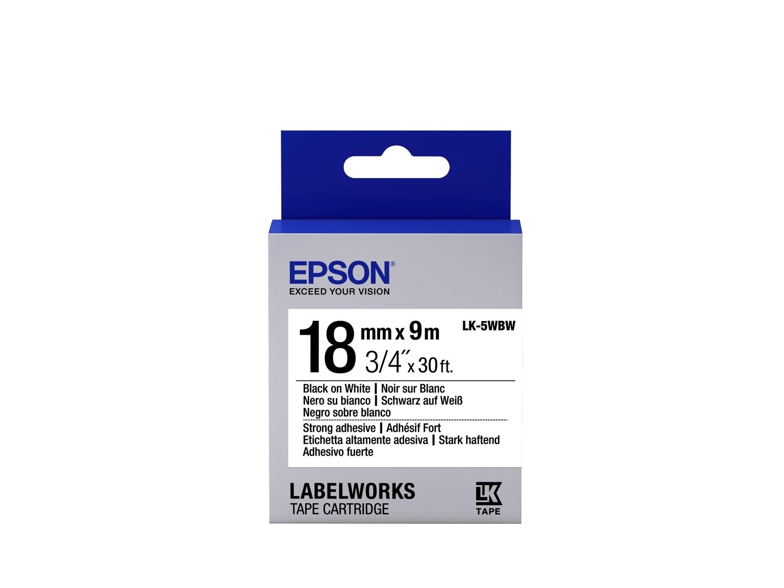 Epson Nastro Fondo Bianco Per Testo Nero Altamente Adesivo 18 9 LK-5WBW C53s6550
