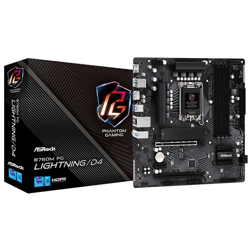 ASRock B760M PG LIGHTNING/D4 Motherboard micro ATX LGA1700 90-MXBLY0-A0UAYZ