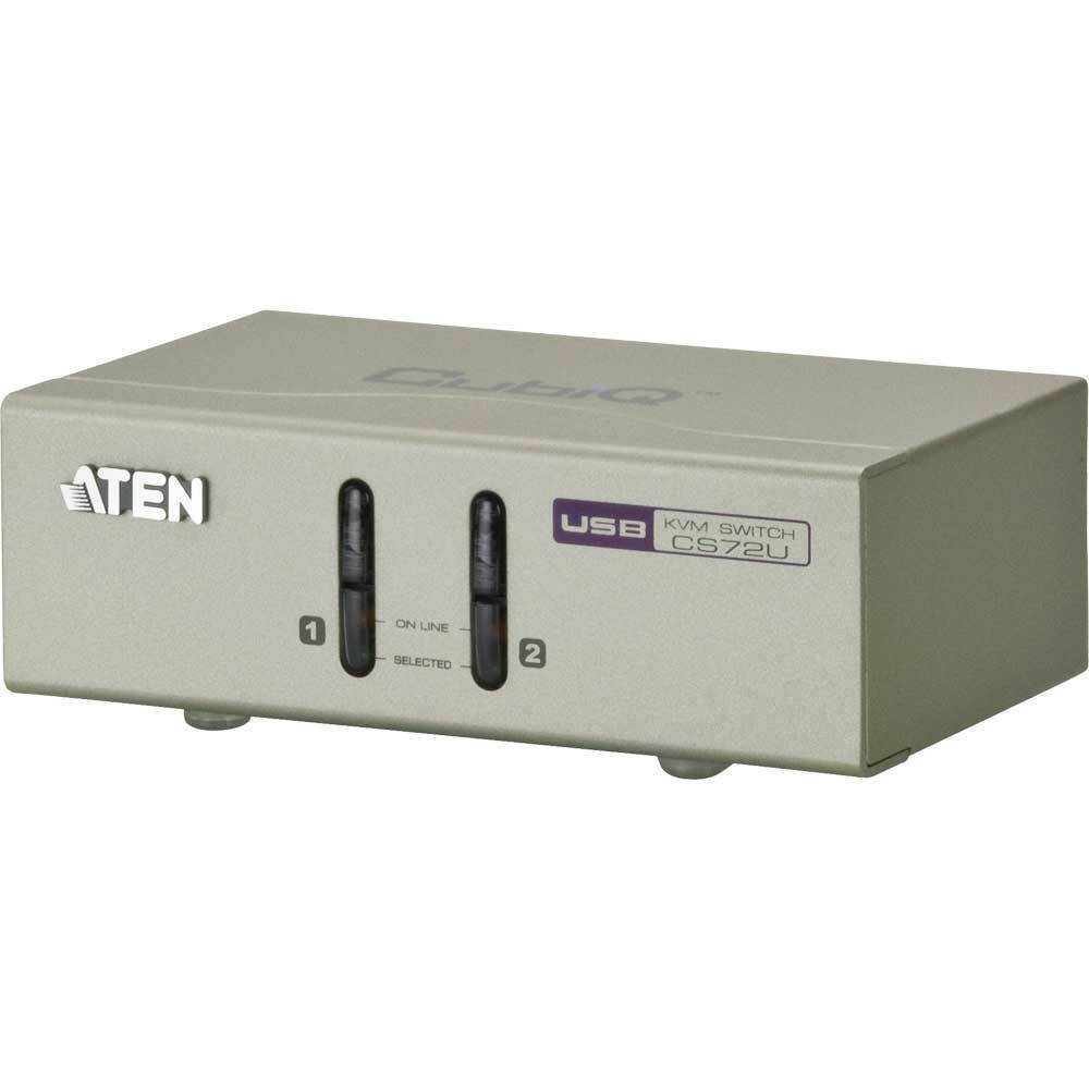 INL Aten CS72U Desktop KVM Switch 2 porte (USB + VGA + Audio ). 2x set cavi inc