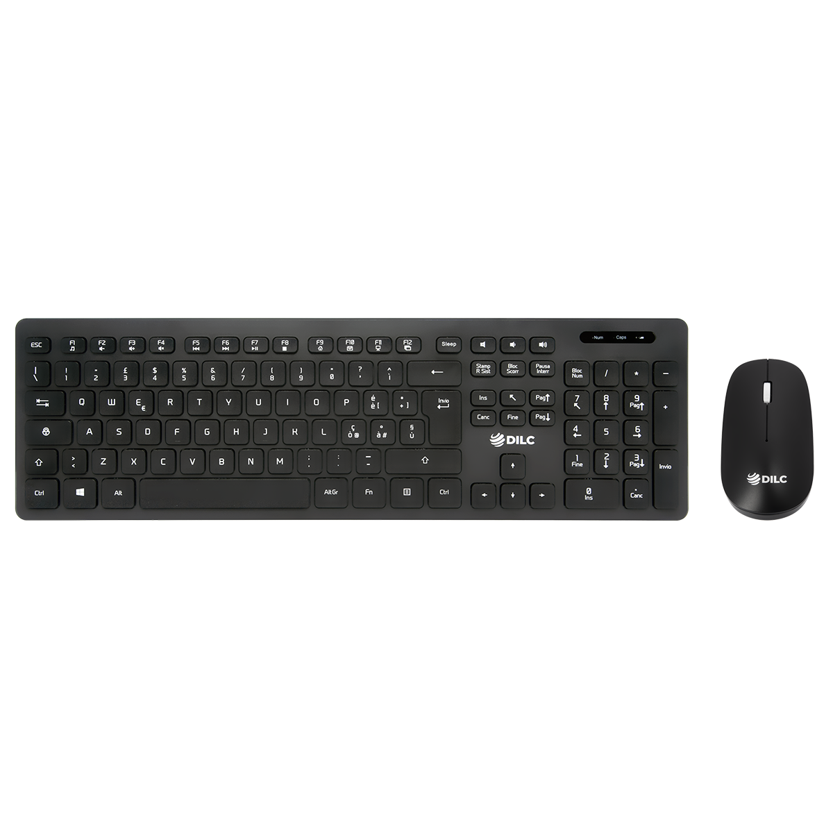 DILC Kit Mouse Tastiera Wireless | Mouse wi-fi 4 tasti Tastiera wi-fi 105 tasti