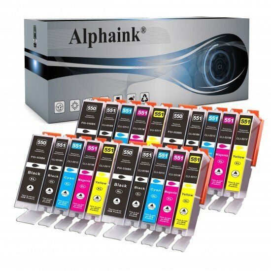 20 CARTUCCE PER CANON CLI-551 IP7250 MX925 MG6650 IP8700 MG6300 IP8750 PGI-550