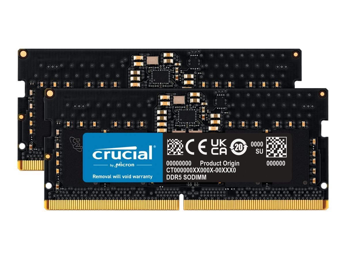 Crucial DDR5 kit 16 GB: 2 x 8 GB SO-DIMM 262-pin 4800 MHz / CT2K8G48C40S5