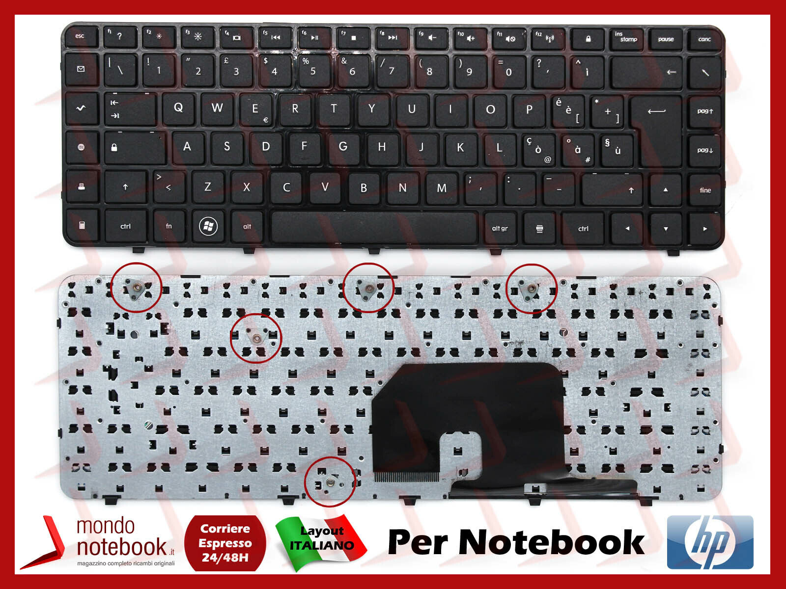 TASTIERA KEYBOARD NERA ITALIANA per HP Pavilion DV6-3034sl DV6-3044EL